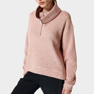 Sweaty Betty Restful Boucle Half Zip Pullover Oversized Sweatshirt Textured XS 2